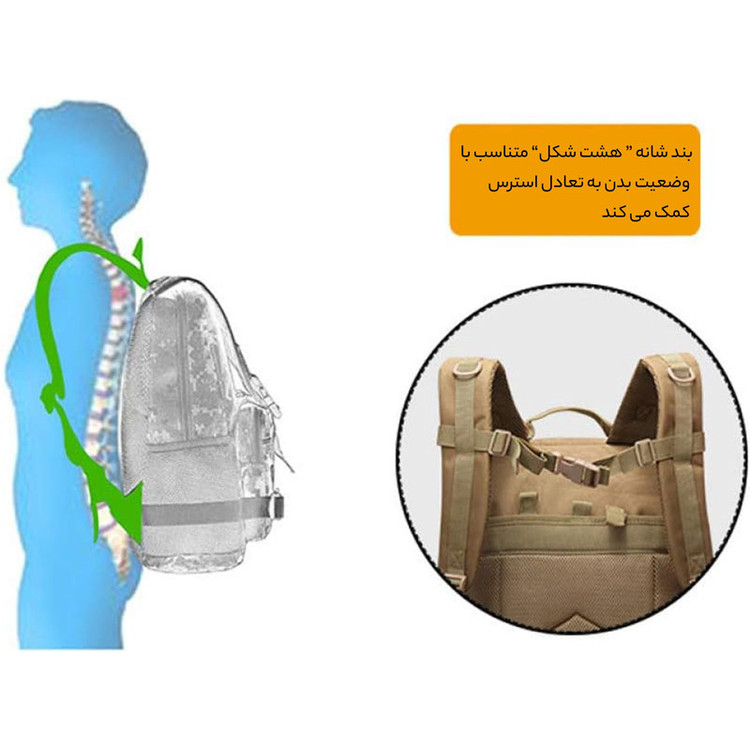کوله پشتی کوهنوردی 50 لیتری مدل تاکتیکال