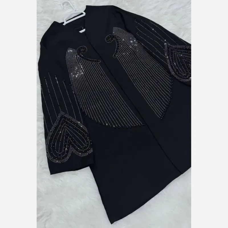 کت مجلسی قلب شانتون اندونزی مشکی نگین کوبی و مروارید کوبی شده