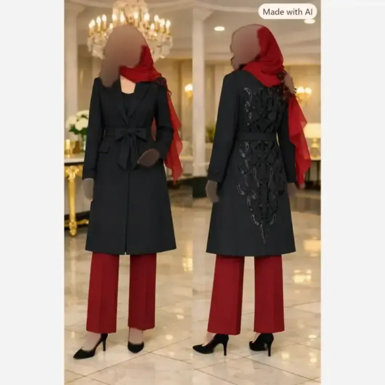 پالتو استردار گلدوزی شده زنانه