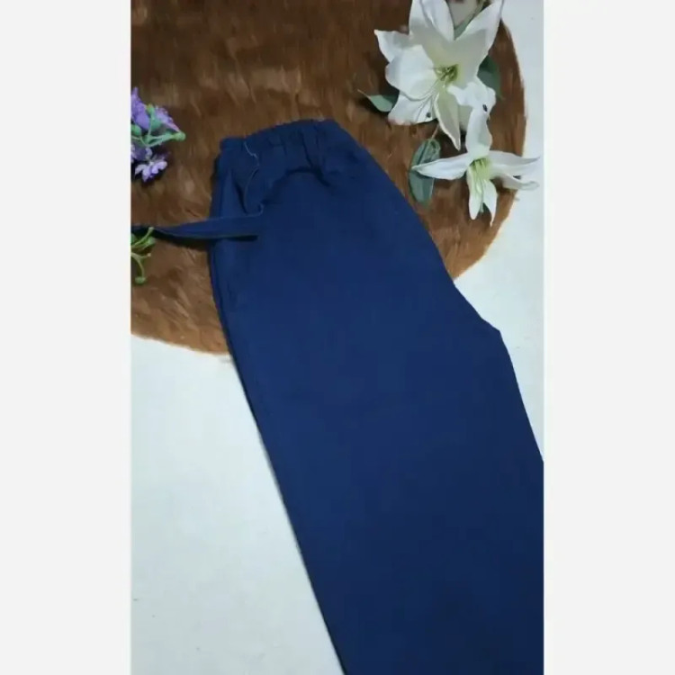 شلوار بگ زنانه طرح جین نیل ترک وارداتی کمر کش و کمربند دار