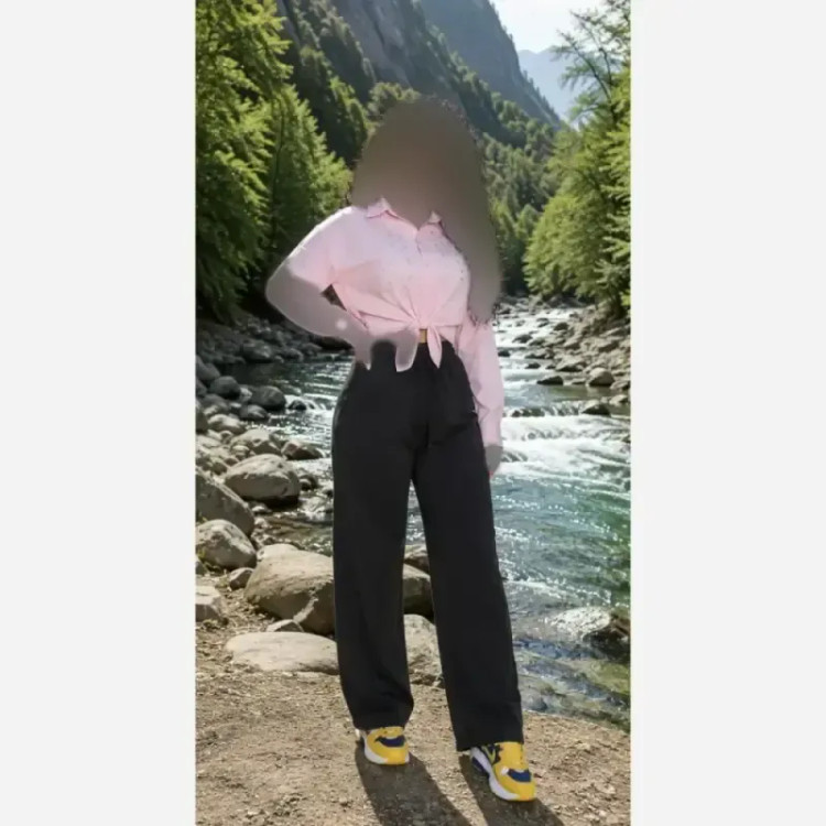 شلوار بگ زنانه طرح جین نیل ترک وارداتی کمر کش و کمربند دار
