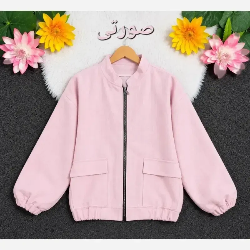 بامبر جکت زنانه فلونزی ضخیم گرم مناسب پاییز قد 63 رنگ قهوه ای