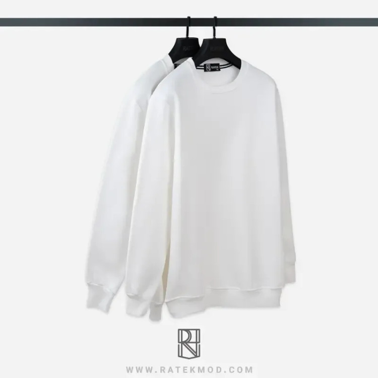 دورس ساده بیسیک سفید دورس توکرک لاکرا دار حوله ای آستین بلند یقه گرد سایز بزرگ و معمولی