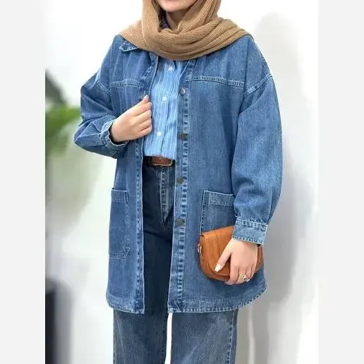 کت جین حلالی قد بلند جنس جین اصلی رنگ یخی و آبی سایز 1 و 2